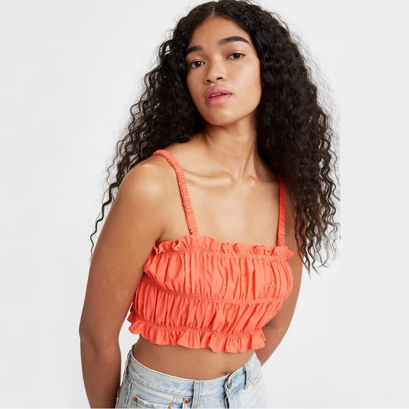 Levi’s lime green and coral short-sleeved cropped shirts sz s - Picture 6 of 6